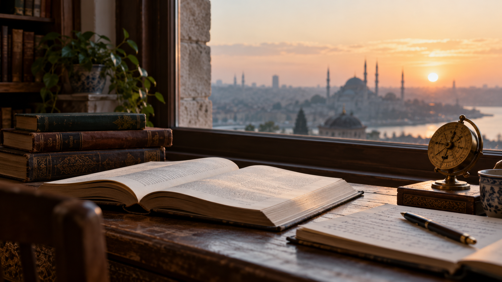 sunrise study by the window